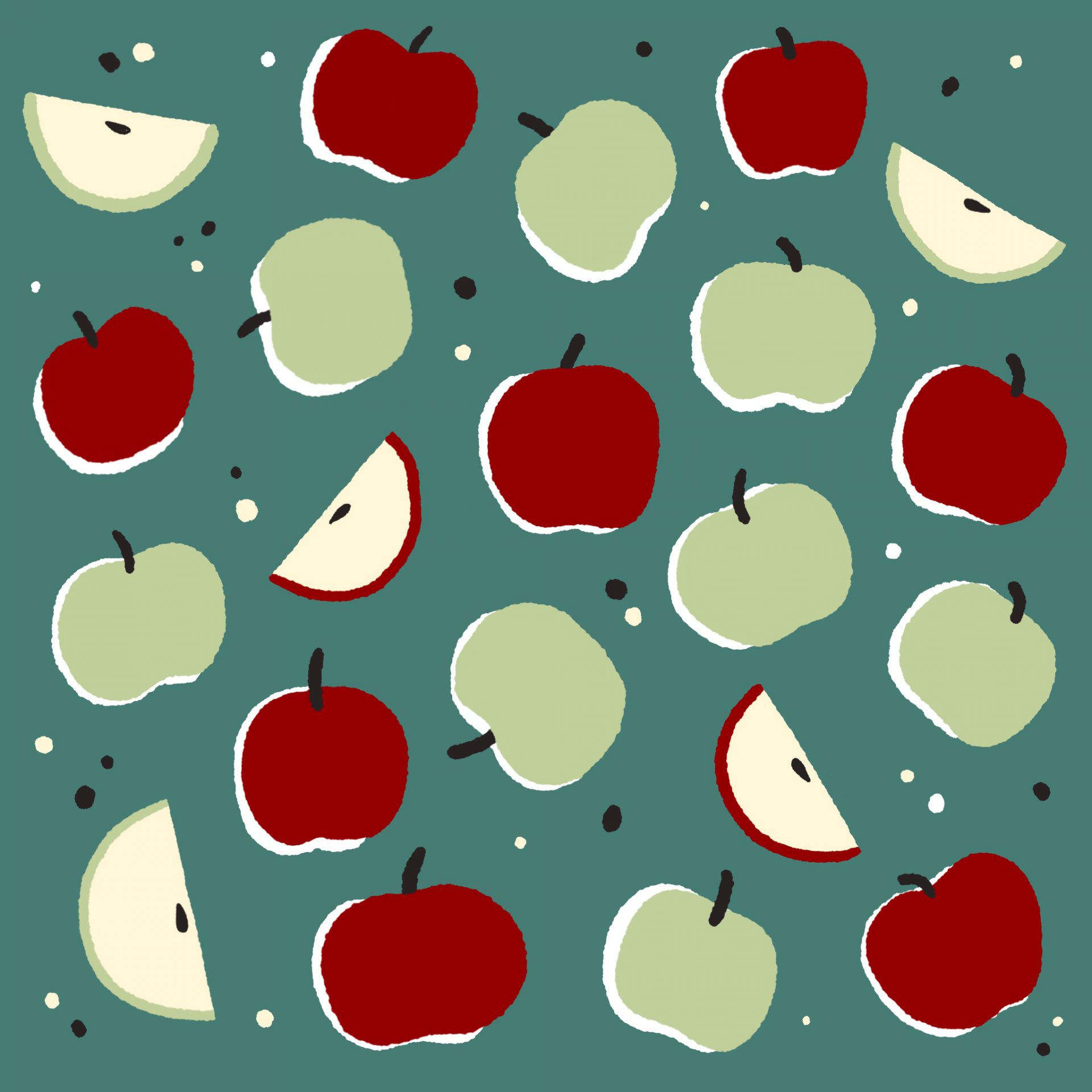 An illustrated pattern of apples