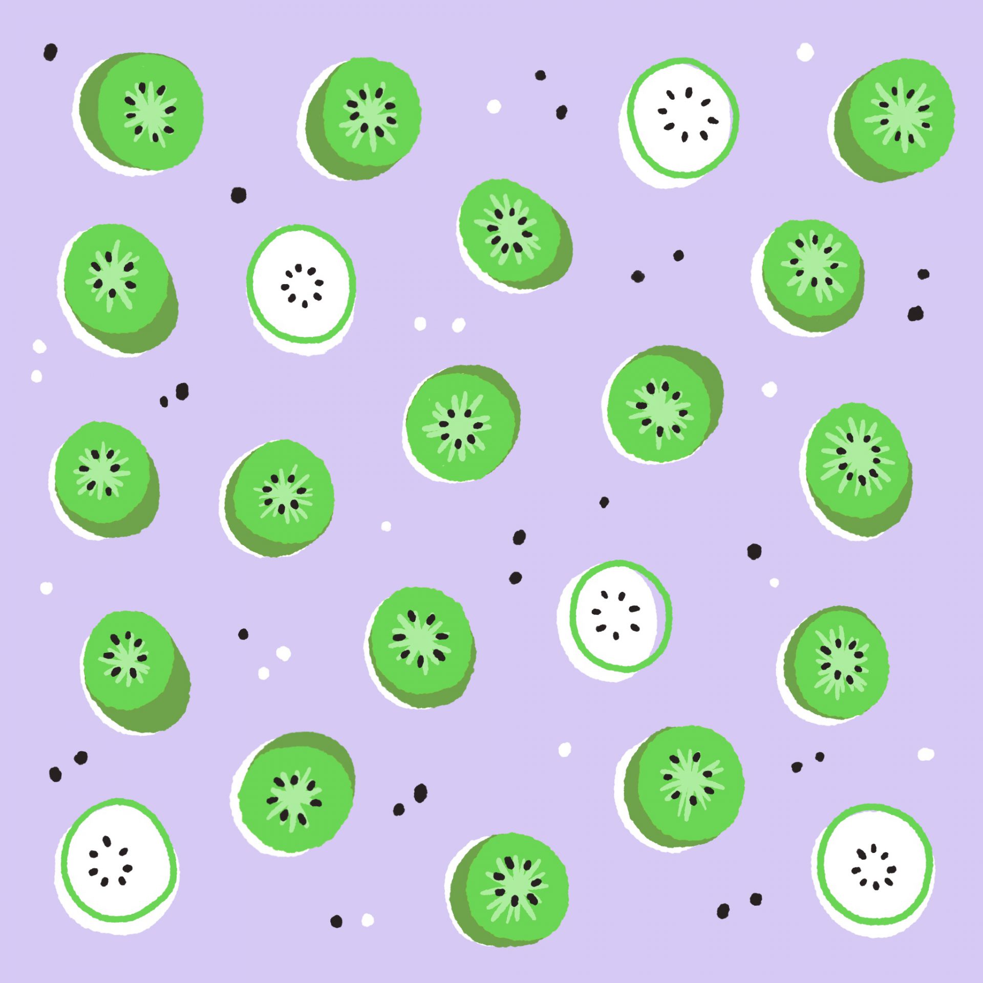 An illustrated pattern of kiwis