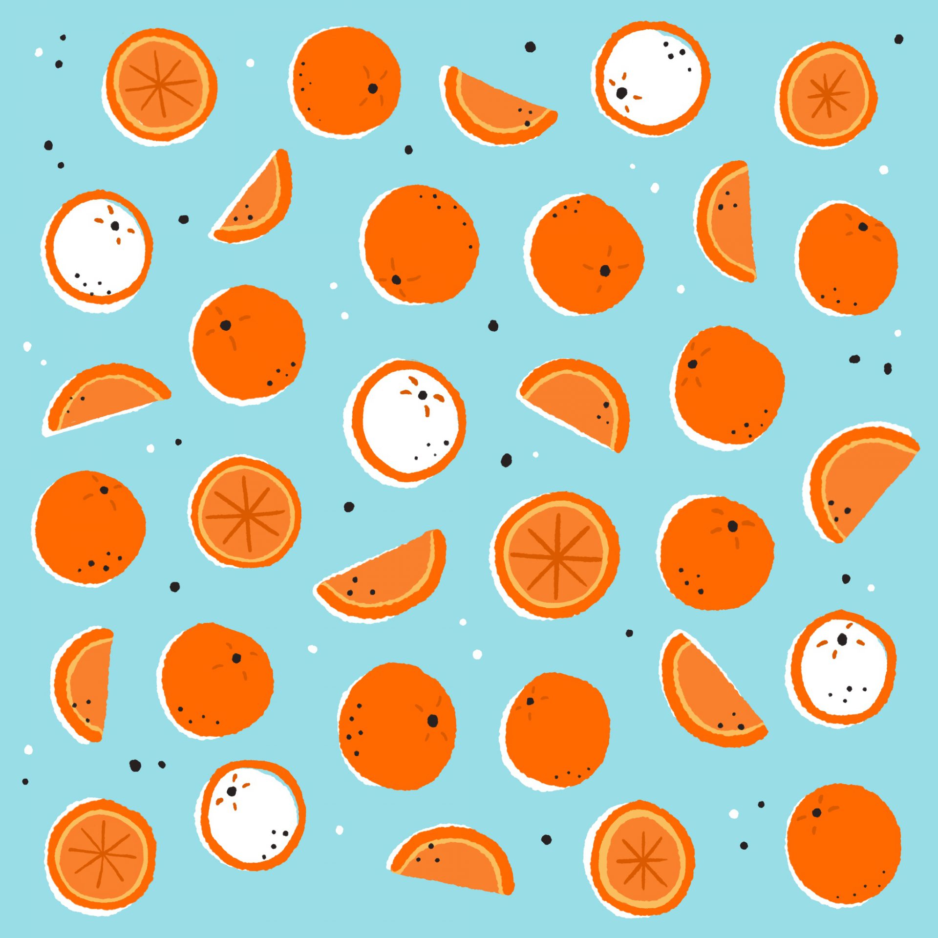 An illustrated pattern of oranges