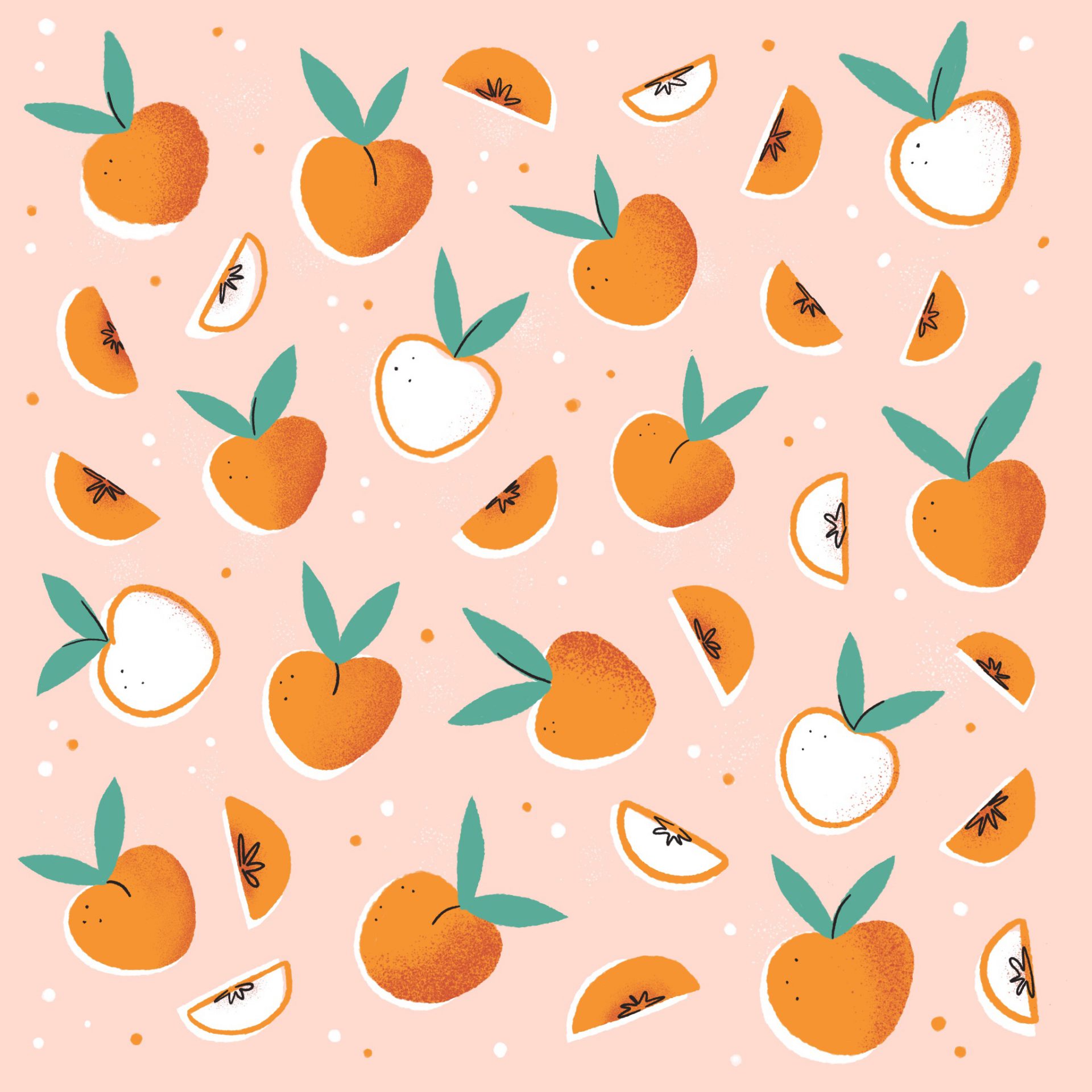 An illustrated pattern of peaches