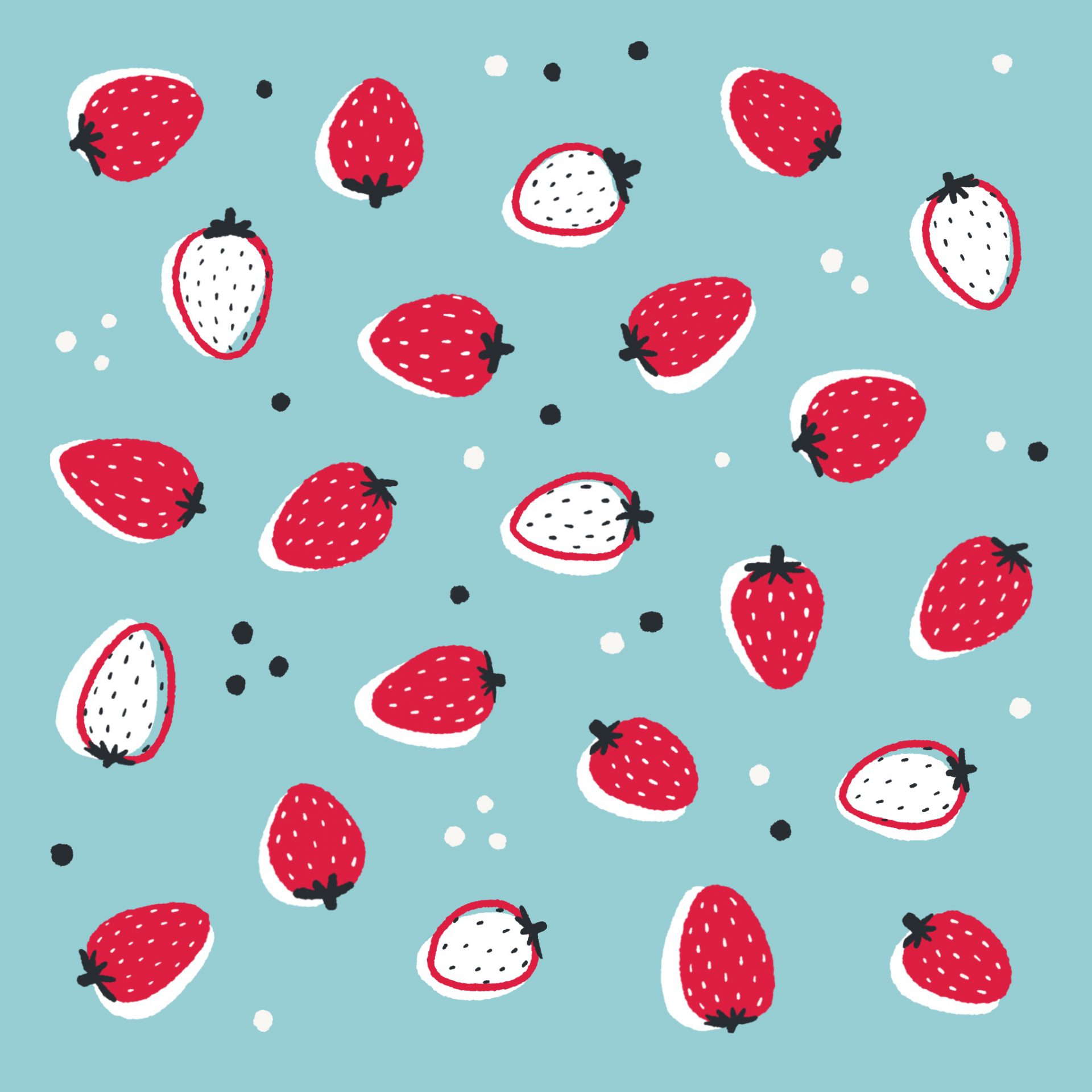 An illustrated pattern of strawberries