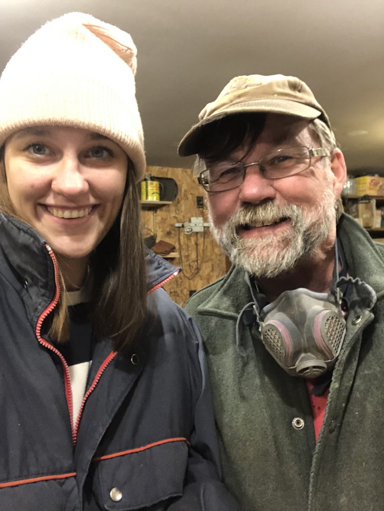 Kaila Elders and her father in his workshop