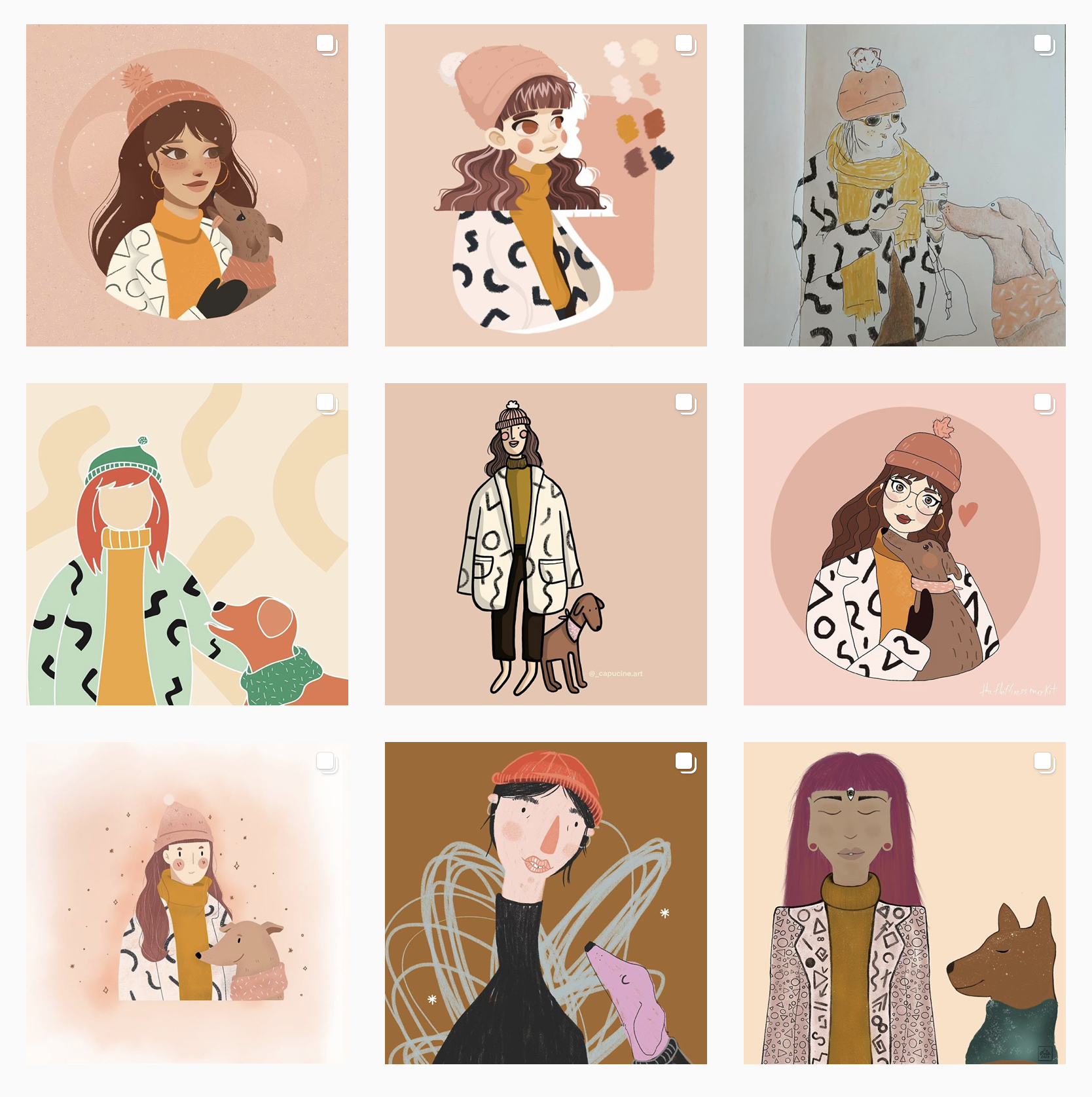 A grid of images, entries to Kaila Elders' Draw Thi In Your Style challenge