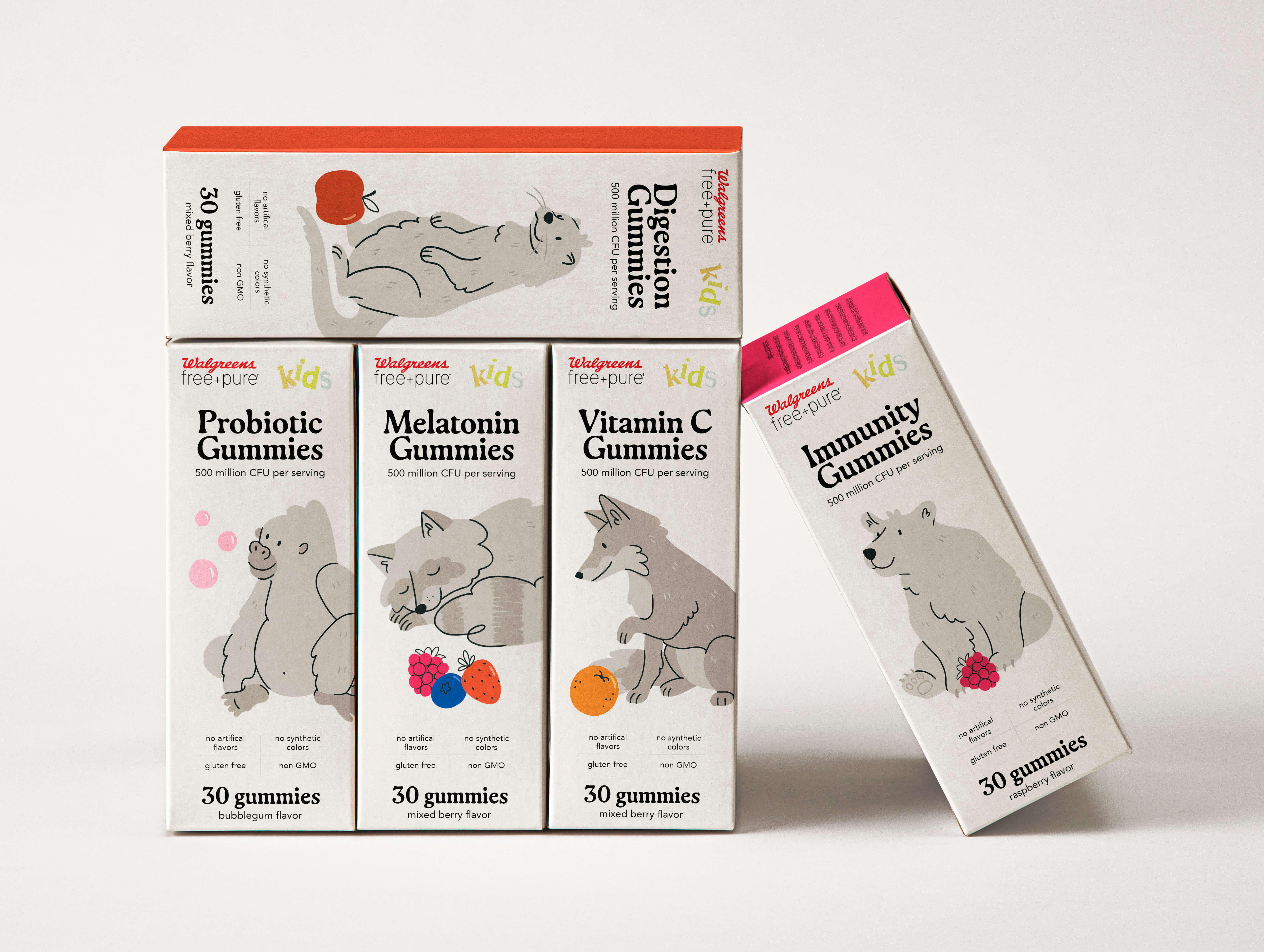 packaging concept for pediatric products featuring animal illustrations